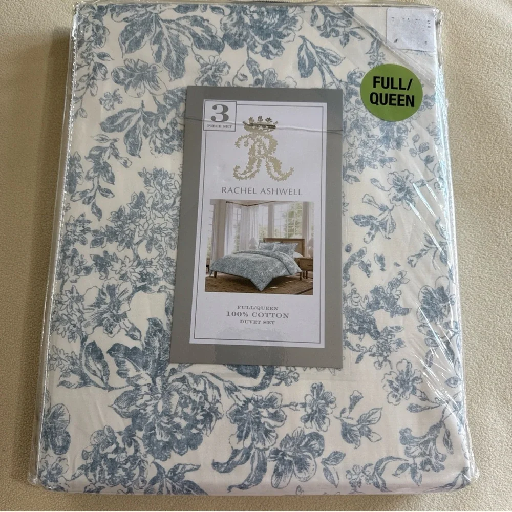 Rachel Ashwell Elegant Blue Floral Duvet Cover Set